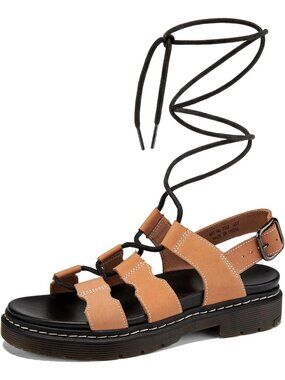 Women's Tan Arch Support Genuine Leather Crisscross Strappy Wedge Sandal Shoes